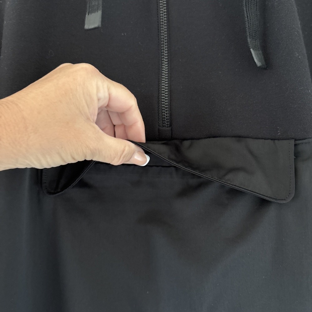 Athleta Radiant Hybrid Dress Black SIZE M Casual Athletic Hood Half Zip - Picture 2 of 11